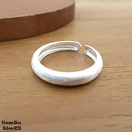 3MM寬。簡約大方磨砂拉絲開口式925純銀戒指.可調戒圍大小