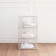 【H&R安室家】透明磁吸式側開門鞋盒(3入)SHF35