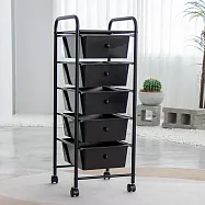 【H&R安室家】台製純黑色五層收納抽屜車G205D