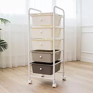 【H&R安室家】台製奶茶色五層收納抽屜車G205D