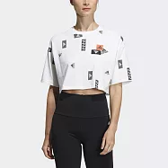 Adidas Brd Excite Tee [HM5284] 女 短版上衣 運動 訓練 休閒 標籤 寬鬆 亞洲版 白