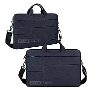 15.6吋 極簡PLUS 雙拉鍊防潑水 隱藏手提隔層電腦包 輕便平板筆電肩背側背包 藏青藍