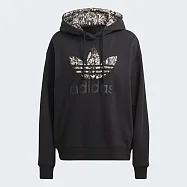 Adidas Hoodie Logo [IC6076] 女 連帽上衣 帽T 運動 休閒 蛇皮印花 柔軟 舒適 黑 S 黑