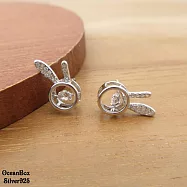 璀璨耀眼浮動鋯石兔子925純銀耳環 (外鍍專櫃級正白K.貼耳耳環)