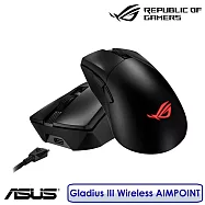 【送原廠ROG電競鼠墊】ASUS 華碩 ROG Gladius III Wireless AIMPOINT 無線三模電競滑鼠 黑色