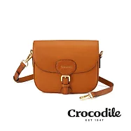 【Crocodile】鱷魚皮件 Naturale 3.0系列 側背包 半圓形斜背包 義大利植鞣-0104-10303-兩色任選 咖啡色