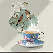 【A&L】骨瓷咖啡對杯禮盒組-花樣春曉(翠藍)