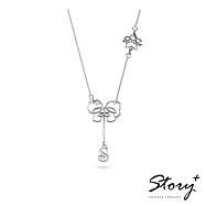 STORY故事銀飾-KikiLala訂製系列-雙子星外框單字訂製純銀項鍊(白K金) 正常17吋