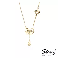 STORY故事銀飾-KikiLala訂製系列-雙子星外框單字訂製純銀項鍊(黃K金) 正常17吋