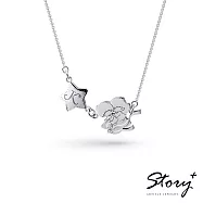 STORY故事銀飾-KikiLala訂製系列-雙子星飛向星空單字訂製純銀項鍊(白K金) 正常16吋