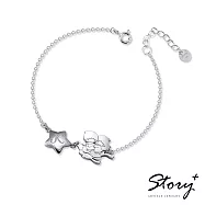 STORY故事銀飾-KikiLala訂製系列-雙子星飛向星空單字訂製純銀手鍊(純銀無電鍍) 加長4cm