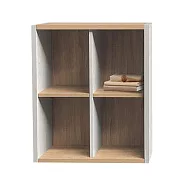 JP Kagu 現代簡約開放式四格空櫃-深39cm(收納櫃/展示櫃/書櫃) 雲灰白+原木色