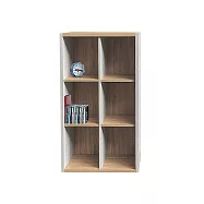 JP Kagu 現代簡約開放式六格空櫃-深39cm(收納櫃/展示櫃/書櫃) 雲灰白+原木色