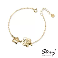 STORY故事銀飾-KikiLala訂製系列-雙子星飛向星空單字訂製純銀手鍊(黃K金) 加長3cm
