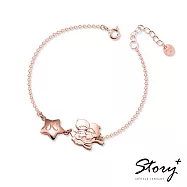 STORY故事銀飾-KikiLala訂製系列-雙子星飛向星空單字訂製純銀手鍊(玫瑰金) 正常(15cm+2.5cm延長鍊)