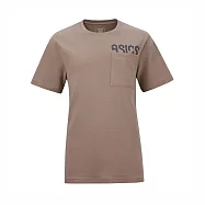 Asics [2033B665-200] 男女 大童 短袖 上衣 T恤 運動 訓練 棉質 親膚 舒適 寬鬆 口袋 奶茶 XS 米