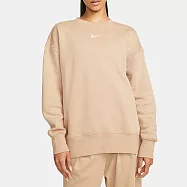 NIKE AS W NSW PHNX FLC OS CREW女長袖上衣-奶茶-DQ5734200 M 卡其