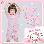 【ONEDER 旺達棉品】迪士尼冰雪奇緣 艾莎 漫威蜘蛛人 蠟筆小新 凱蒂貓Kitty 兒童純棉短袖睡衣 純棉套裝居家服- 110 凱蒂貓Kitty KT-NF001