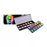 [時代中西畫材]德國 FINETEC 變色龍 金屬珠光固體水彩系列 四大元素24色(獅子)