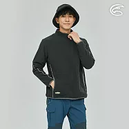 ADISI 男Soft Checker刷毛輕防風保暖高領T AL2221037 (M-2XL)|格紋 抗靜電 吸濕快乾 彈性 機能 休閒 L 宙黑