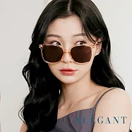 【ALEGANT】芙麗粉透明復古風格輕量橢圓方框墨鏡/UV400太陽眼鏡