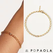 PD PAOLA 西班牙時尚潮牌 鑲鑽字母手鍊 金色簡約手鍊 925純銀鑲18K金 K