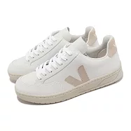Veja 休閒鞋 V-12 Leather 女鞋 白 杏粉色 小白鞋 經典 法國 斜V XD0202335A 21.5cm EXTRA WHITE/SABLE