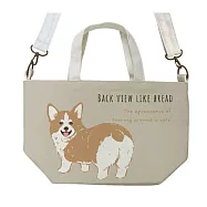 日系喵喵汪汪共和國之動物迷你帆布托特包-柯基可肩背款