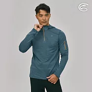 ADISI 男連帽透氣快乾保暖中層衣(手臂口袋) AL2221065 (S-2XL)|內裡鬆餅紋 磨毛 刷毛 彈性 排汗速乾 機能 休閒 L 藍琺瑯