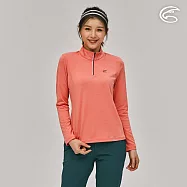 ADISI 女半門襟雲彩紗透氣快乾保暖上衣AL2221050 (S-2XL)|內裡磨毛 輕量 排汗 速乾 彈性 機能衣 S 貝殼粉