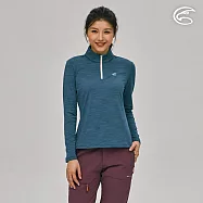 ADISI 女半門襟雲彩紗透氣快乾保暖上衣AL2221050 (S-2XL)|內裡磨毛 輕量 排汗 速乾 彈性 機能衣 L 深灰藍