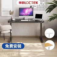 (免費安裝)樂歌Loctek|人體工學電動升降桌|120x60cm |二段式升降桌|ET200 木質桌面|Water3F 黑木桌板+黑架