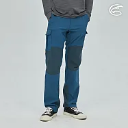 ADISI 男四面彈撥水耐磨拼接長褲AP1991038 (S-2XL)|防潑水 輕量 排汗 速乾 彈性 機能褲 拼接褲 M 藍泊/琺瑯藍
