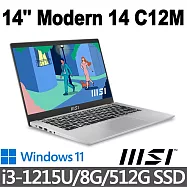 msi微星 Modern 14 C12M-296TW 14吋 商務筆電 (i3-1215U/8G/512G SSD/Win11)