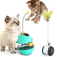 【P&H寵物家】平衡車貓玩具*1+貓漏食玩具*1(逗貓玩具/逗貓棒/貓漏食玩具) 黃漏食神器+藍平衡車