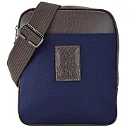 LONGCHAMP BOXFORD系列壓印皮標帆布斜背包(小) 深藍