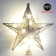 摩達客15cm鐵網立體樹頂星含銅線燈 (電池+USB兩用充電)/金色(暖白光) 銀色(暖白光) 金色