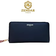 【ZENDAR】限量1折 頂級小羊皮金標拉鍊皮夾 黛安娜系列 全新專櫃展示品 黑色