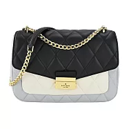 Kate Spade Carey小香風菱格紋撞色壓釦斜背包-中/ 撞色黑灰