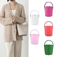 LONGCHAMP CUIR DE RUSSIE系列牛皮壓印手提水桶包(小) 白