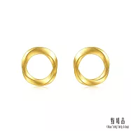 【點睛品】莫比烏斯環 黃金耳環(一對)