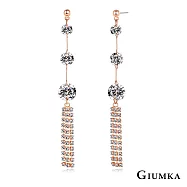 GIUMKA流蘇長耳環女款 搖曳生姿滿鋯垂墜耳針 精鍍正白K/玫瑰金 MF20081 無 玫金色一對