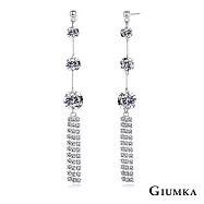 GIUMKA流蘇長耳環女款 搖曳生姿滿鋯垂墜耳針 精鍍正白K/玫瑰金 MF20081 無 銀色一對