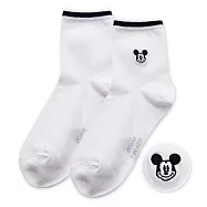 【ONEDER 旺達棉品】Disney電繡中統襪 迪士尼刺繡長襪 小熊維尼 奇奇蒂蒂中筒襪 台灣製棉襪 女襪- 米奇電繡暗紋襪-白 MK-A311
