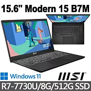 msi微星 Modern 15 B7M-057TW 15.6吋 商務筆電 (R7-7730U/8G/512G SSD/Win11)