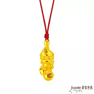 J’code真愛密碼金飾 小萌佛-葫蘆濟公黃金墜子-立體硬金款 送玫瑰鋼項鍊