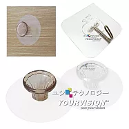 (2入)無痕貼 免打孔 典雅清透圓型門把手 輔助手把 掛架+(5入)強力無痕掛勾 無痕勾 金屬掛勾_ 透明