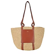 Chloe Woody 經典馬鞍皮革草編編織托特包 卡其棕