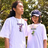 【黑潮原創 kuroi-T】【STREET】Kuroi-T小夥伴 客製文字|棉柔短踢 S 白色-C款(若需客製文字，請備註)