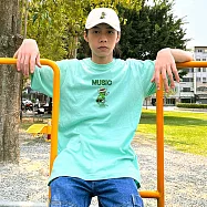 【黑潮原創 kuroi-T】【STREET】Kuroi-T小夥伴 客製文字|棉柔短踢 S 冰綠色-C款(若需客製文字，請備註)